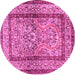 Round Machine Washable Animal Pink Traditional Rug, wshtr4773pnk