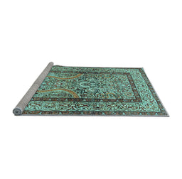 Sideview of Machine Washable Animal Light Blue Traditional Rug, wshtr4773lblu