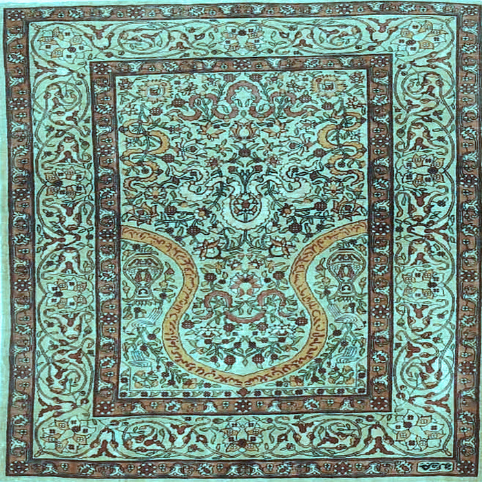 Square Animal Light Blue Traditional Rug, tr4773lblu