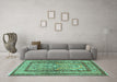 Machine Washable Animal Turquoise Traditional Area Rugs in a Living Room,, wshtr4773turq