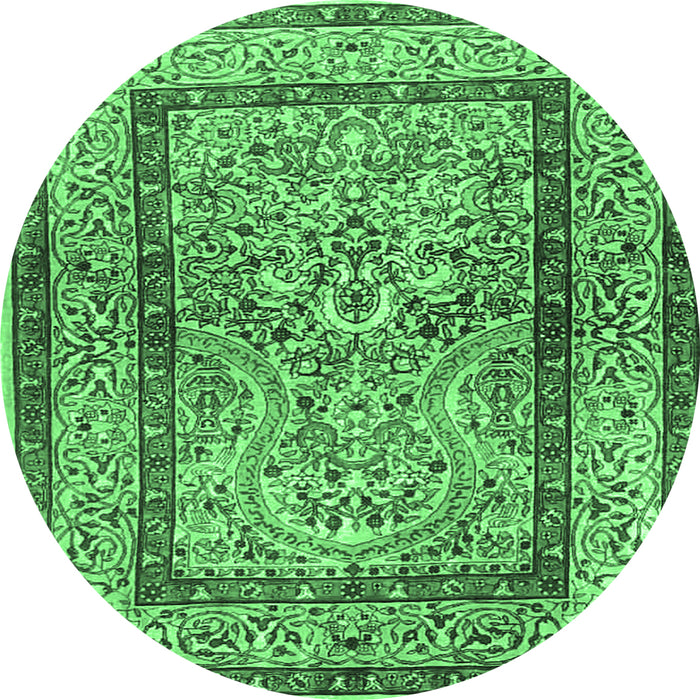 Round Animal Emerald Green Traditional Rug, tr4773emgrn
