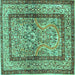 Square Animal Turquoise Traditional Rug, tr4773turq