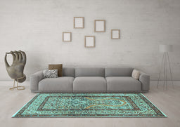 Machine Washable Animal Light Blue Traditional Rug in a Living Room, wshtr4773lblu