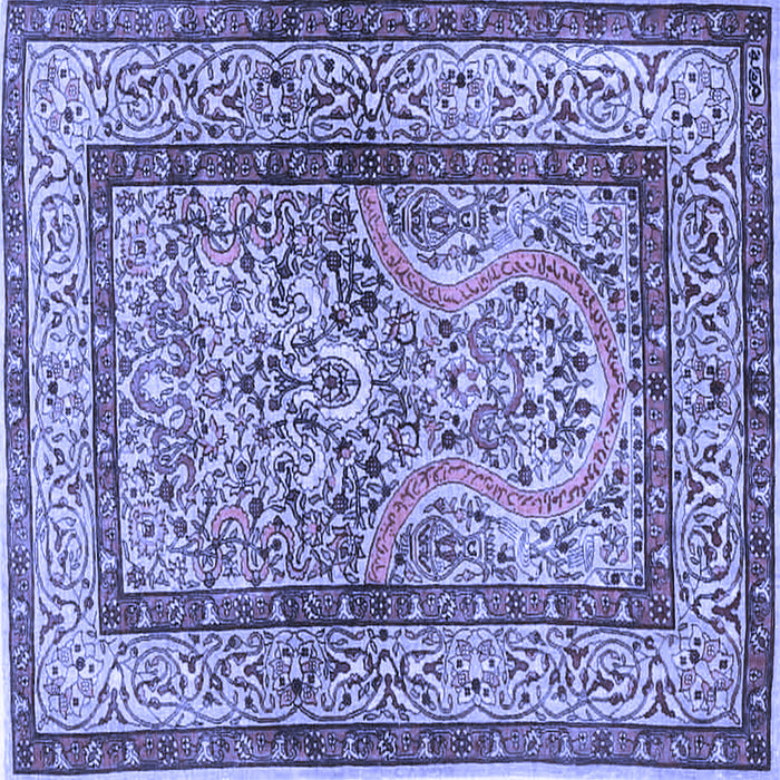 Square Machine Washable Animal Blue Traditional Rug, wshtr4773blu