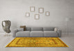 Machine Washable Animal Yellow Traditional Rug in a Living Room, wshtr4773yw