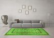 Machine Washable Animal Green Traditional Area Rugs in a Living Room,, wshtr4773grn