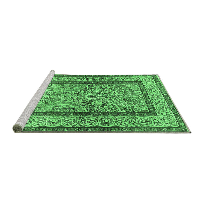 Sideview of Machine Washable Animal Emerald Green Traditional Area Rugs, wshtr4773emgrn