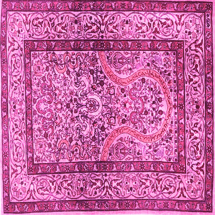 Square Machine Washable Animal Pink Traditional Rug, wshtr4773pnk