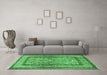 Machine Washable Animal Emerald Green Traditional Area Rugs in a Living Room,, wshtr4773emgrn