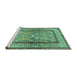 Sideview of Machine Washable Animal Turquoise Traditional Area Rugs, wshtr4773turq