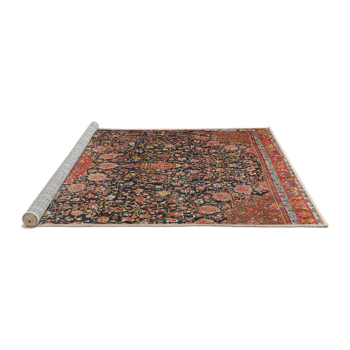 Sideview of Machine Washable Traditional Saffron Red Rug, wshtr4774