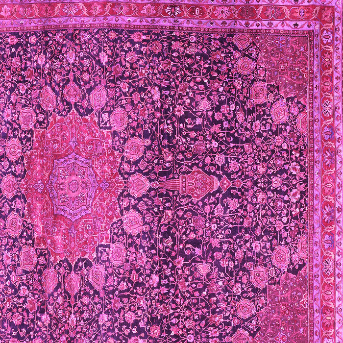 Square Machine Washable Medallion Pink Traditional Rug, wshtr4774pnk