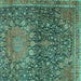 Square Machine Washable Medallion Turquoise Traditional Area Rugs, wshtr4774turq