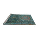 Sideview of Machine Washable Medallion Light Blue Traditional Rug, wshtr4774lblu