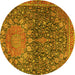 Round Medallion Yellow Traditional Rug, tr4774yw