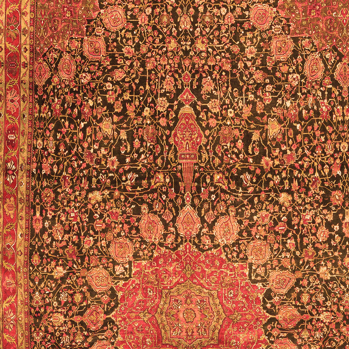 Serging Thickness of Machine Washable Medallion Orange Traditional Area Rugs, wshtr4774org