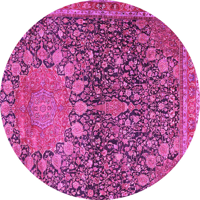 Round Medallion Pink Traditional Rug, tr4774pnk
