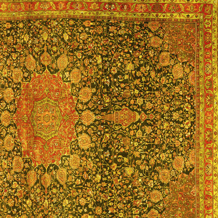 Square Medallion Yellow Traditional Rug, tr4774yw