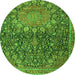 Machine Washable Medallion Green Traditional Area Rugs, wshtr4774grn