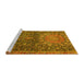 Sideview of Machine Washable Medallion Yellow Traditional Rug, wshtr4774yw