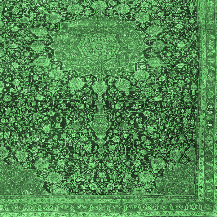 Square Machine Washable Medallion Emerald Green Traditional Area Rugs, wshtr4774emgrn