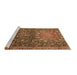 Sideview of Machine Washable Medallion Brown Traditional Rug, wshtr4774brn