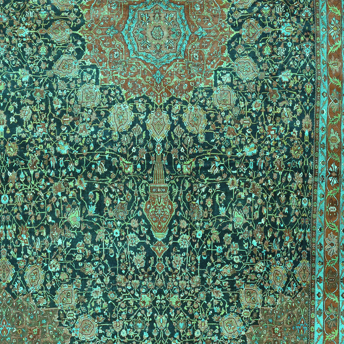Machine Washable Medallion Turquoise Traditional Area Rugs, wshtr4774turq