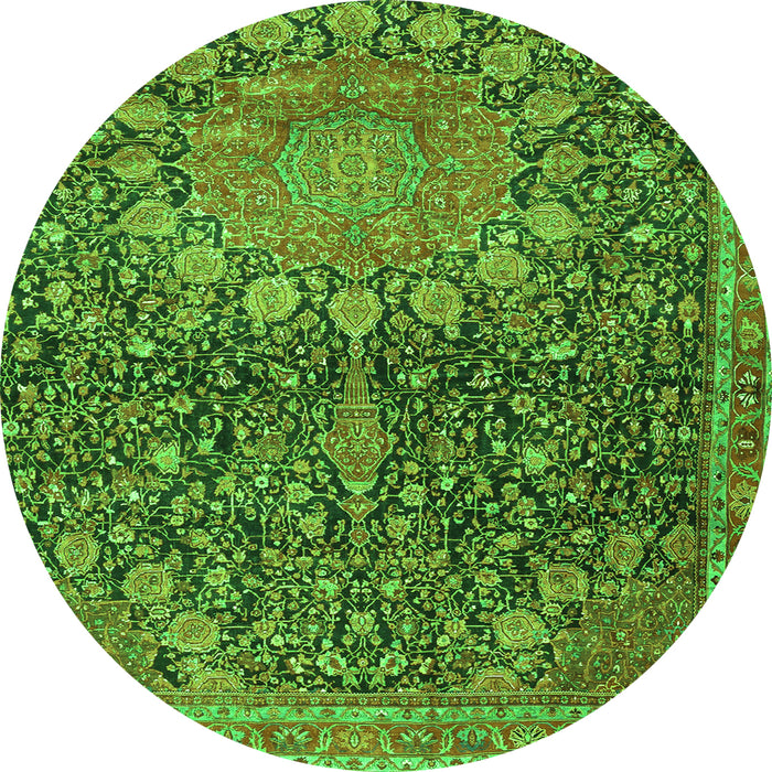 Square Medallion Green Traditional Rug, tr4774grn