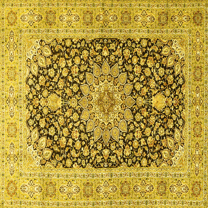Square Medallion Yellow Traditional Rug, tr4775yw