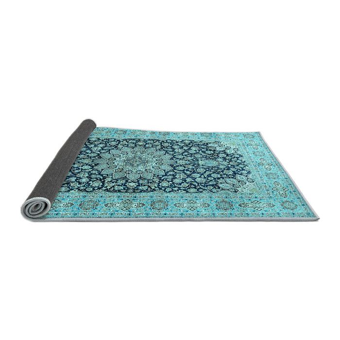 Sideview of Medallion Light Blue Traditional Rug, tr4775lblu