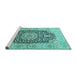 Sideview of Machine Washable Medallion Turquoise Traditional Area Rugs, wshtr4775turq