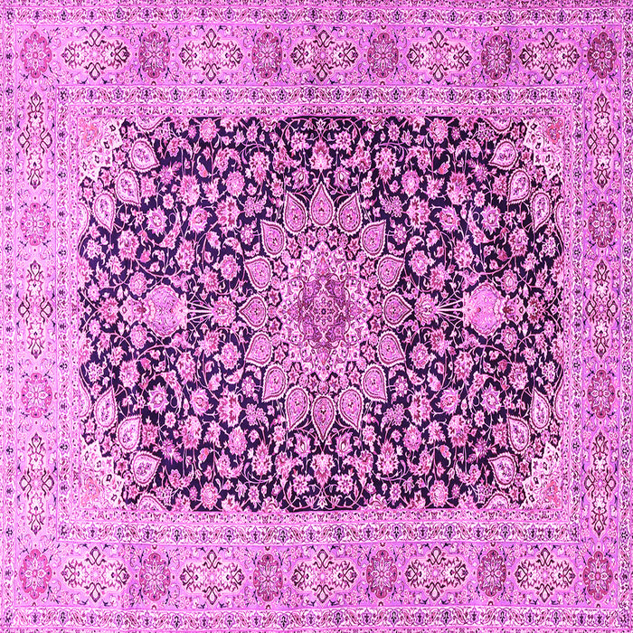 Square Machine Washable Medallion Pink Traditional Rug, wshtr4775pnk