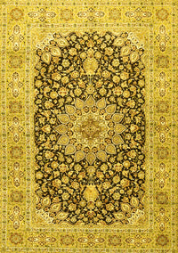 Medallion Yellow Traditional Rug, tr4775yw