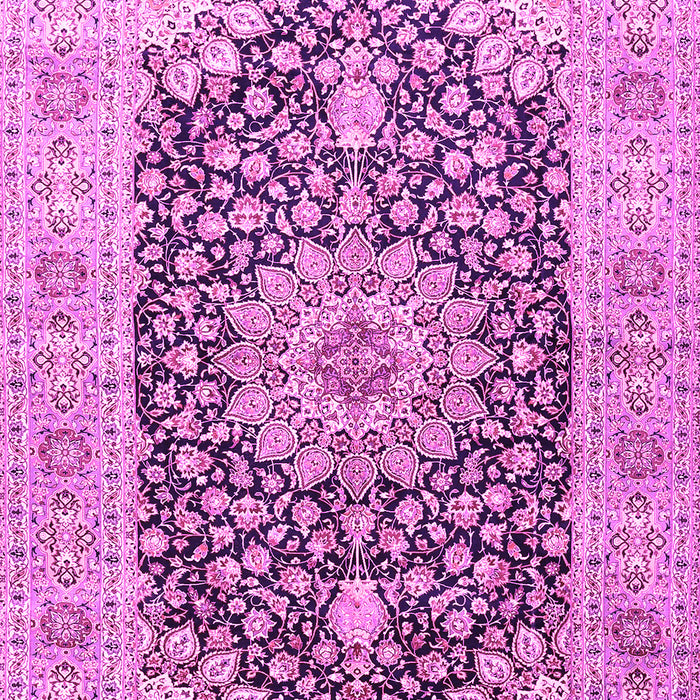 Machine Washable Medallion Pink Traditional Rug, wshtr4775pnk