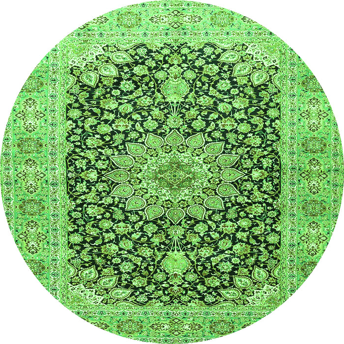 Machine Washable Medallion Green Traditional Area Rugs, wshtr4775grn