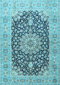 Medallion Light Blue Traditional Rug, tr4775lblu