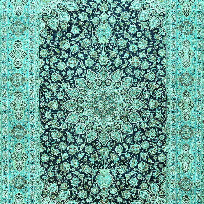 Machine Washable Medallion Turquoise Traditional Area Rugs, wshtr4775turq