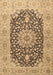 Machine Washable Medallion Brown Traditional Rug, wshtr4775brn