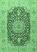 Machine Washable Medallion Emerald Green Traditional Area Rugs, wshtr4775emgrn