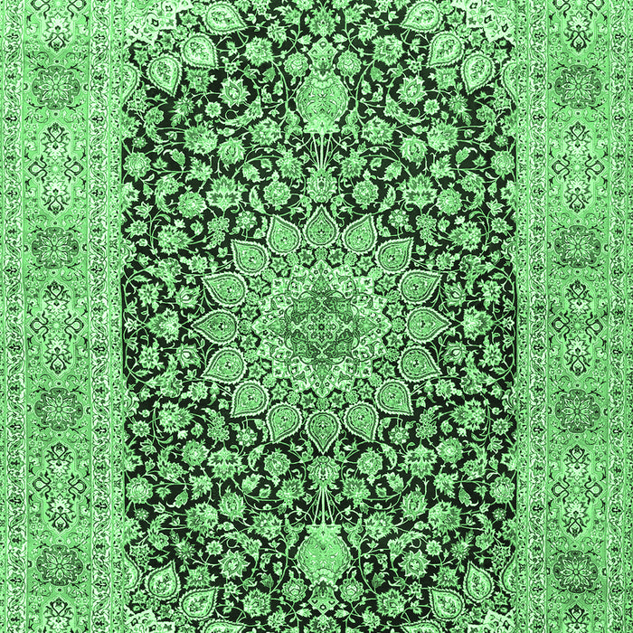 Machine Washable Medallion Emerald Green Traditional Area Rugs, wshtr4775emgrn