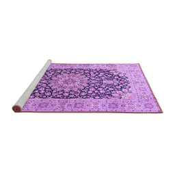 Sideview of Machine Washable Medallion Purple Traditional Area Rugs, wshtr4775pur