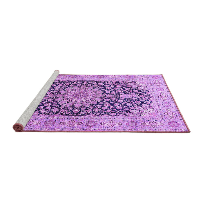 Sideview of Machine Washable Medallion Purple Traditional Area Rugs, wshtr4775pur