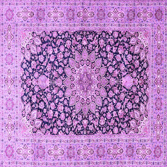 Square Machine Washable Medallion Purple Traditional Area Rugs, wshtr4775pur