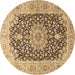 Round Medallion Brown Traditional Rug, tr4775brn