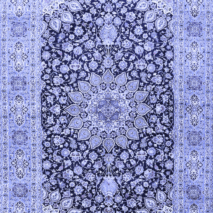 Machine Washable Medallion Blue Traditional Rug, wshtr4775blu