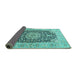 Sideview of Medallion Turquoise Traditional Rug, tr4775turq