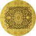 Round Medallion Yellow Traditional Rug, tr4775yw