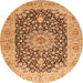 Square Medallion Orange Traditional Rug, tr4775org