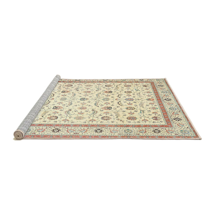 Sideview of Machine Washable Traditional Gold Rug, wshtr4776