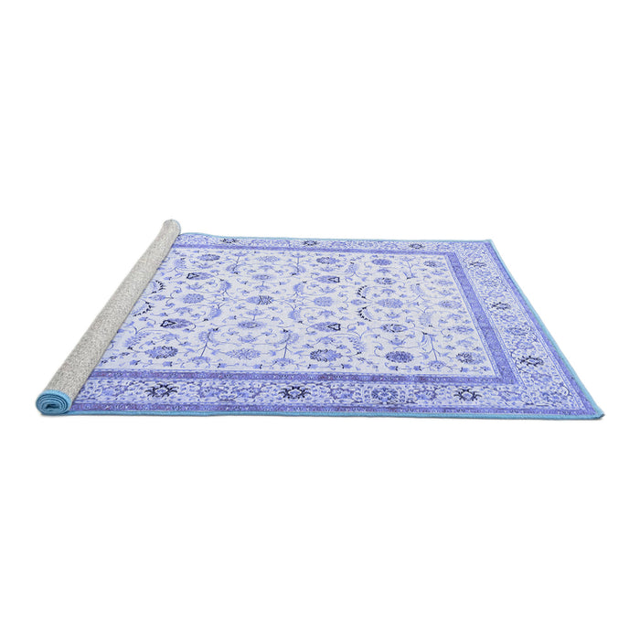 Sideview of Machine Washable Persian Blue Traditional Rug, wshtr4776blu